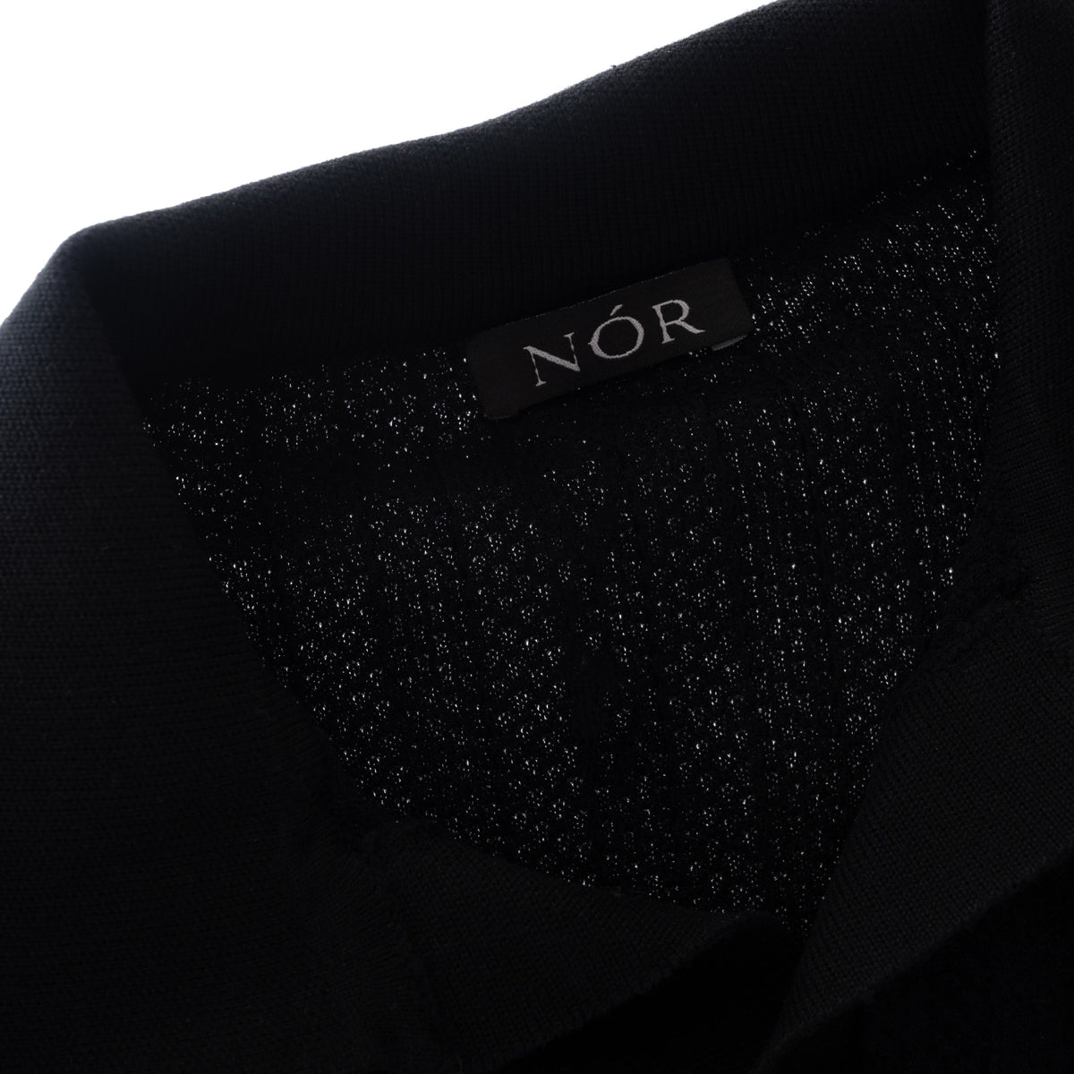 NÓR Ribbed Knit Polo — Black