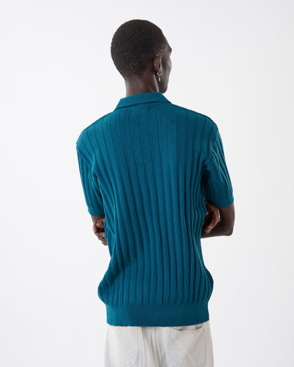 NÓR Ribbed Knit Polo — Horizon