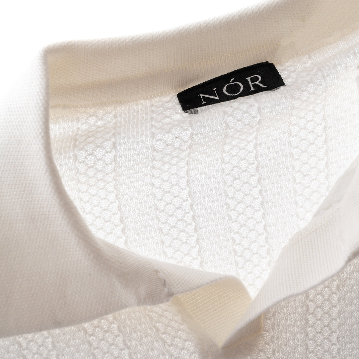 NÓR Ribbed Knit Polo — White