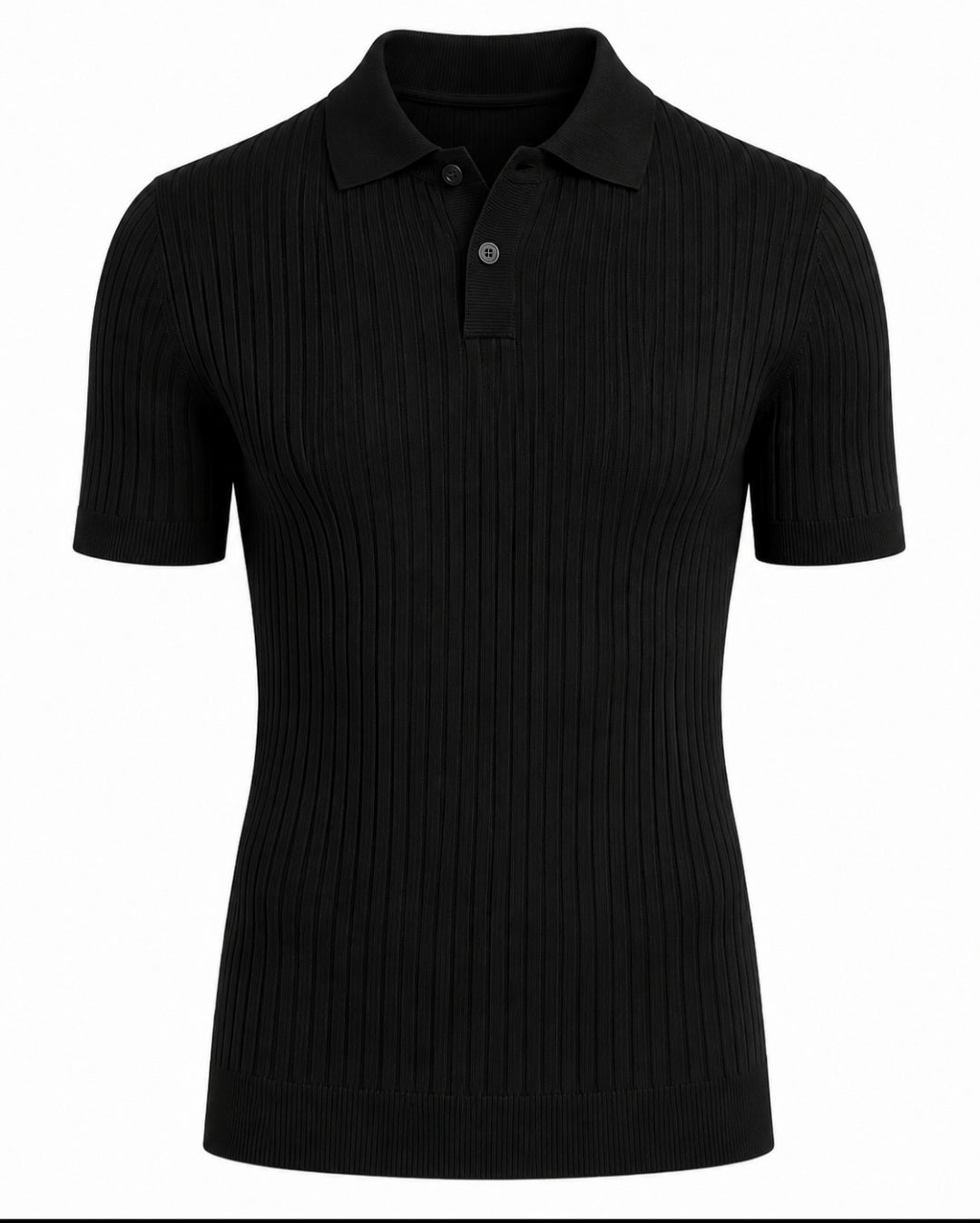 NÓR Ribbed Knit Polo black